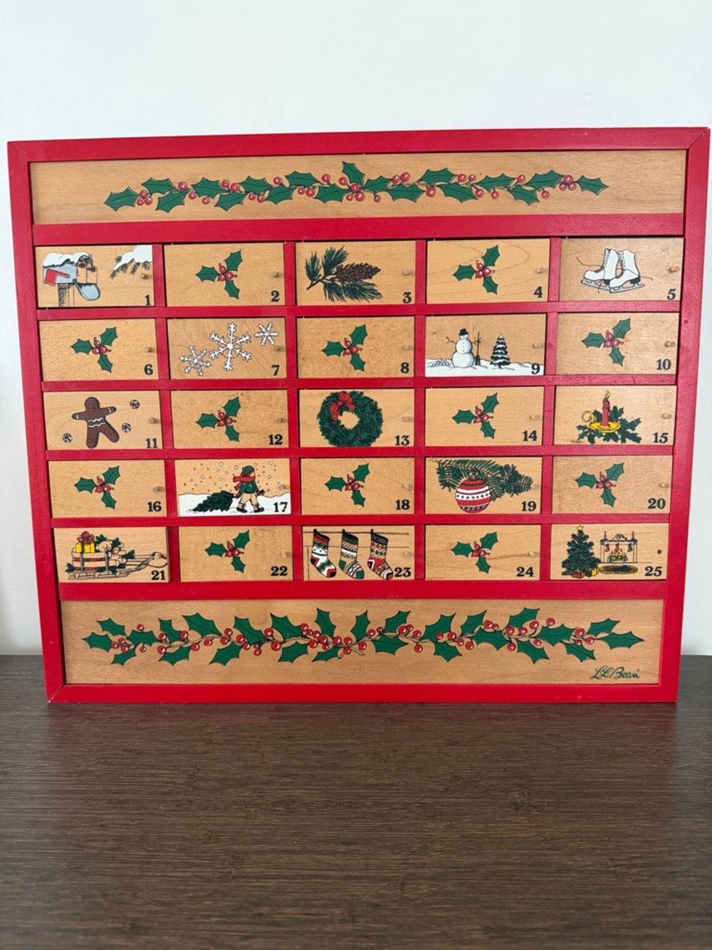 Vintage L.L. Bean Wooden Holiday Advent Calendar